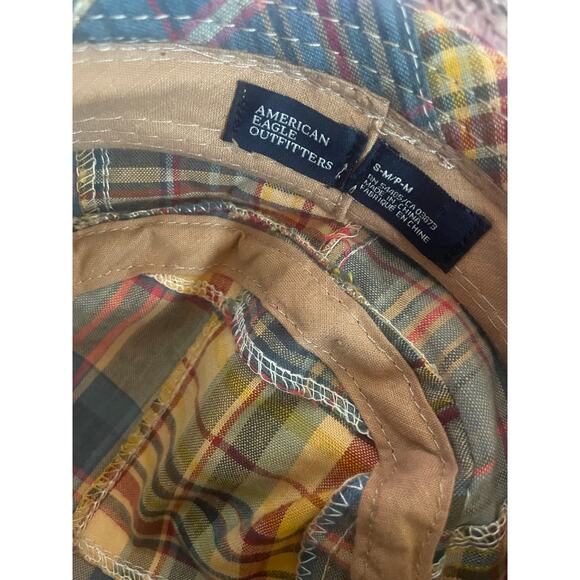 Vintage AMERICAN EAGLE Madras Plaid Hat Size S/M PREPPY VACATION TRAVEL - Picture 3 of 4